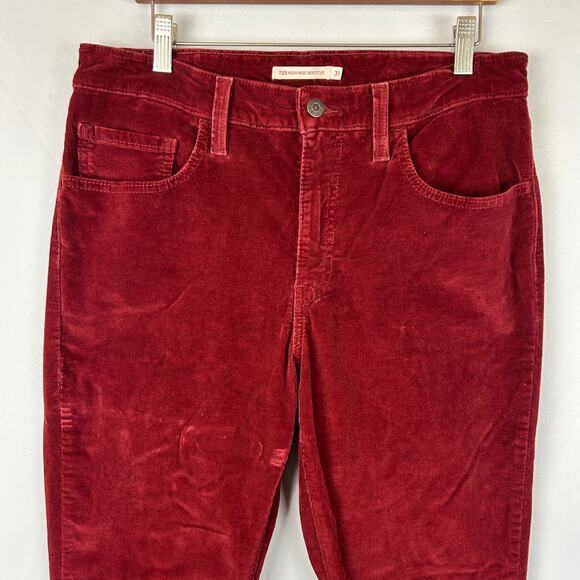 Levi's 725 High Rise Boot Cut Red Corduroy Jeans Pants 32" Inseam Size 31 - Picture 5 of 10